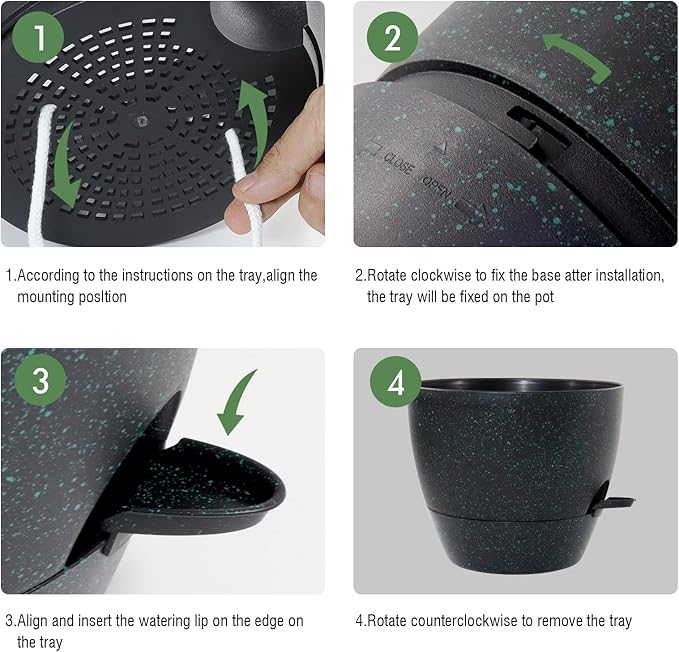 10 Inch Self Watering Hanging Pots, 2 Pack Hanging Planters with 40oZ Deep Reservior for Indoor Outdoor Plants Flowers, Black Speckles