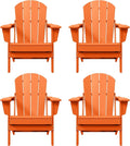 Westin Outdoors Laguna WO Home Furniture Adirondack Chair 4 PC Set Classic Outdoor Patio Folding Chair for Bon Fire Pit Lawn Backyard Beach Plastic Weather-Resistant (Orange)