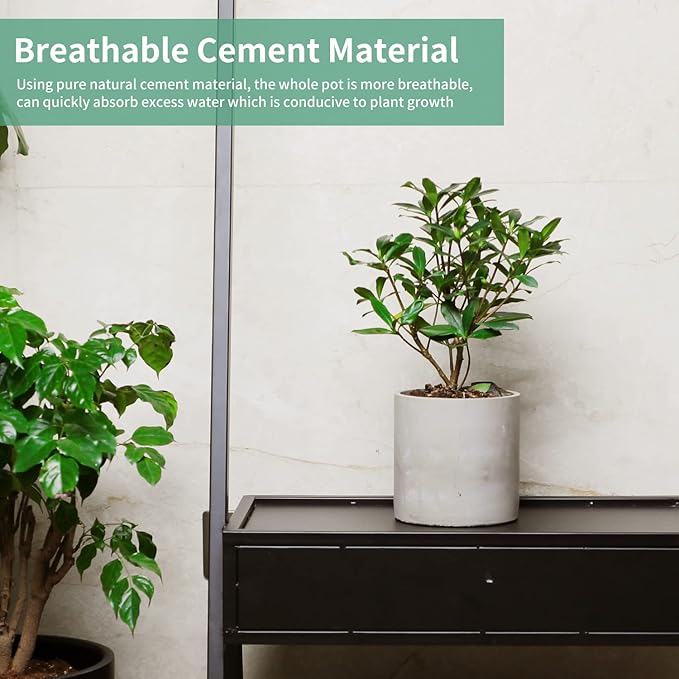 Mozing Cement Plant Pots Indoor - 14 inch Concrete Planter Pot for Planting - Modern Stone Clay Flower Pot with Drainage Hole for Garden, Home, Office Decor, Grey
