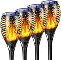 Upgraded Larger Solar Lights Outdoor, Solar Torch Light with Flickering Flame, Solar Garden Lights, Waterproof Solar Powered Outdoor Lights, Outdoor Patio Channel Garden Decoration (Orange, 4Pack)