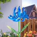 Wind Spinners Outdoor Garden Decor, 47 inch Metal Wind Sculptures Garden Gifts for Mom, Lotus Flower Windmills for Yard Backyard Lawn Decorations