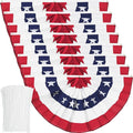 8 Pieces USA Pleated Fan Flag American US Bunting Flag Patriotic Half Fan Banner Flag with Canvas Header and Brass Grommets for 4th of July Memorial Day Indoor Outdoor Decoration (8, 1.5x3 Feet)