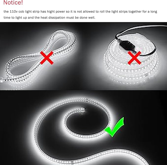9.84FT LED Strip Lights Outdoor Waterproof, 6500K Super Bright LED Tape Lights,110 V White Rope Lights,360 LEDs Strip Lighting for Bedroom, Backyards, Garden
