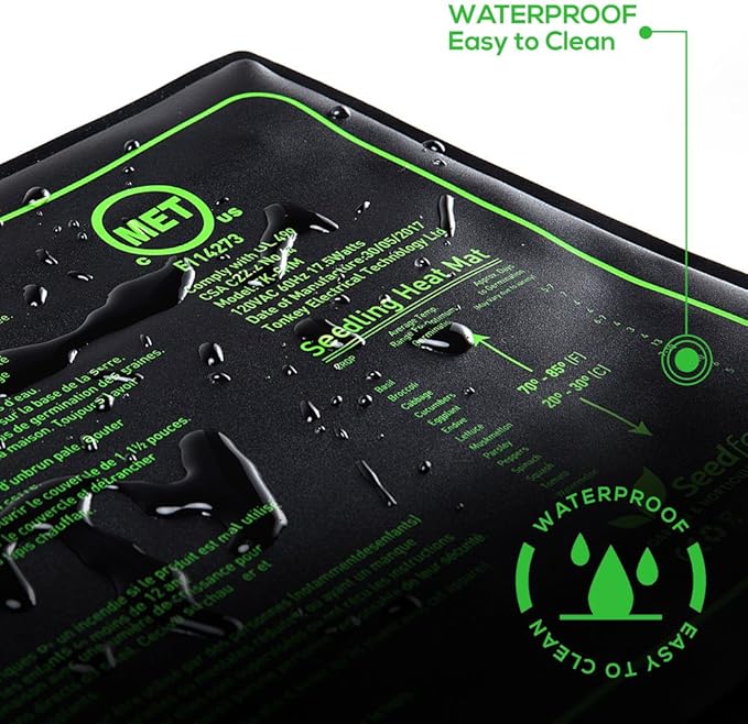 MET Certified 6 Pack Seedling Heat Mat, Seedfactor Waterproof Durable Germination Station Heat Mat, Warm Hydroponic Heating Pad for Indoor Home Gardening Seed Starter