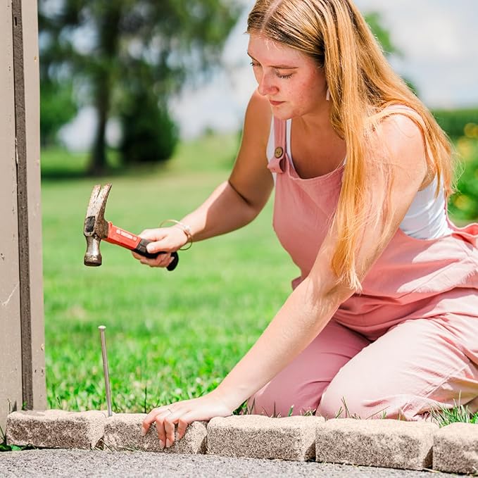 Beuta Landscape Edging | Garden Edging Border | Faux Stone Bricks for Lawn edging, Flower beds, Pathways & Yard Edging– 10 Packs | Each Section Has 6 Bricks 48"L x 4"W x 2.25"H | 30 Spikes|Cobblestone