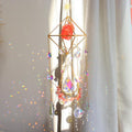 Healing Crystal Suncatchers Hanging Wind Chime Style Garden Suncatcher Rainbow Maker Gold Plated Sun Catcher Decor for Home Indoor Outdoor Gift (RED)