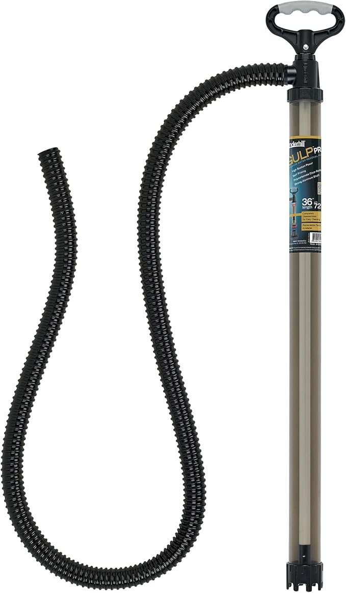 Underhill Big Gulp Pro Siphon Suction Water Pump 36 Inch Length with 72 Inch Outlet Hose, For Fluid Transfer, Water Removal, A-G3672CK