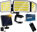 Solar Motion Sensor Flood Lights Outdoor - 4000LM 4 Lighting Modes, 72FT Sensing Distance, Split 3000mAh Solar Panel, IP65 Waterproof Security Lights with Remote for Porch Yard Patio Garage