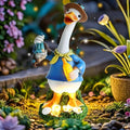 Garden Goose Statue Outdoor Decor, Funny Drunk Gnome Catched by Gardener Goose with Solar Bottle,Ideal Gifts for Women,Outdoor & Home Decor for Housewarming