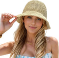 Floppy Big Beach Straw Hats for Women Foldable Summer Wide Brim Packable Sun Hat Womens Travel Straw Fedora Hat