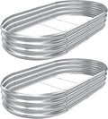 2pack 8×4×1ft Raised Garden Bed，Outdoor Galvanized Planter Boxes, Oval Large Metal Raised Garden Beds for Vegetables