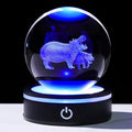 YWHL 3D Hippo Crystal Ball Figurine with LED Base Laser Hippopotamus Gifts for Women Men on Christmas Birthday Decorative Hippo Ball Glass Hippopotamus Globe Night Light for Home Decor (80mm)