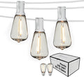 Outdoor String Lights 50FT Waterproof,LED Patio Lights Dimmable with 27 Bright Shatterproof Retro Bulbs,Vintage Edison String Hanging Lights for Outside Bistro,Backyard,Balcony,White Cable