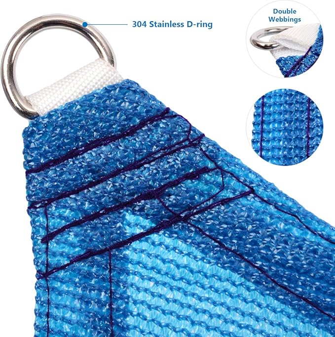 Eden's Decor Straight Flat-Edged Sun Shade Sail Rectangular 13' x 18' Blue UV-Blocking Outdoor Canopy Fabric Cloth Awning for Pergola Patio Garden Backyard Custom Size