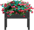 Raised Garden Bed with Drainage Hole Waterproof HDPE Elevated Planter Box with Legs Stable and Durable to Plant Herb Vegetable Flower,Patio,Balcony Outdoors/Indoors Black