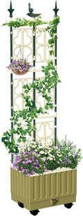 Tomato Planter with Trellis,61.4" Self-Watering Tomato Cage Raised Garden Bed Planter Box with Trellis & Wheels for Climbing Plants Vegetable Vine Flowers