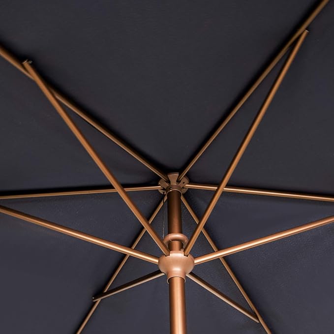 Ogrmar 6.5x10ft Patio Umbrella Rectangular Outdoor Table Umbrella with Crank & Push Button Tilt for Terrace, Backyard, Garden, Courtyard, Swimming Pool, Lawn (Navy Blue)