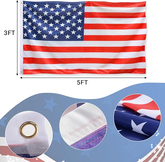 Flag Pole for Outside in Ground, 20FT Sectional Extra Thick Flagpole Kit, Heavy Duty Aluminum Outdoor Flag Poles with 3x5 American Flag for Yard, Garden, Residential or Commercial, Black