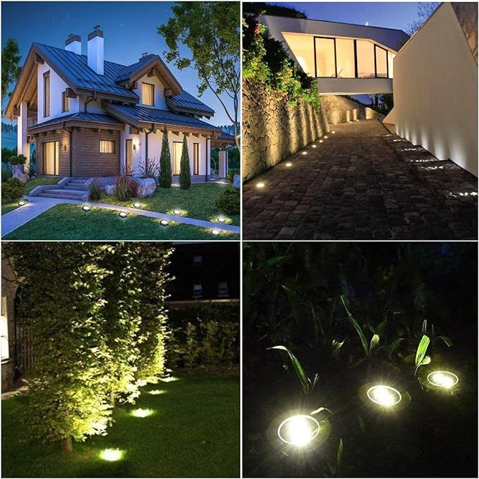Solar Ground Lights, Waterproof Garden Upgraded Outdoor Bright in-Ground Landscape Lights for Pathway,Yard,Deck,Lawn,Patio,Walkway (12 Pack White Light)