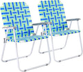 VINGLI Oversized Patio Lawn Chairs Folding 1 Piece, Webbed Folding Chair Outdoor Beach Chair Portable Camping Chair for Yard, Garden (Blue, Oversized)