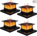 Dynaming 4 Pack Solar Flame Post Lights Outdoor, Solar Powered Fence Post Cap Lights, High Brightness Flickering Flame SMD LED Lighting Decor for Garden Deck Patio, 4x4, 5x5 or 6x6 Vinyl/Wooden Posts