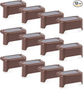 GIGALUMI 12 Pcs Solar Deck Lights, Bronze Finished Waterproof Led Solar Lamp for Outdoor Pathway, Yard, Patio, Stairs, Step and Fences. (Cool White)