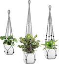 3 Pack Macrame Plant Hanger - 43"/35"/29" Different Sizes, Hanging Planter Basket Flower Pot Holder for Indoor Outdoor, with Wood Beads, Boho Home Decor, Gray (POTS NOT Included)