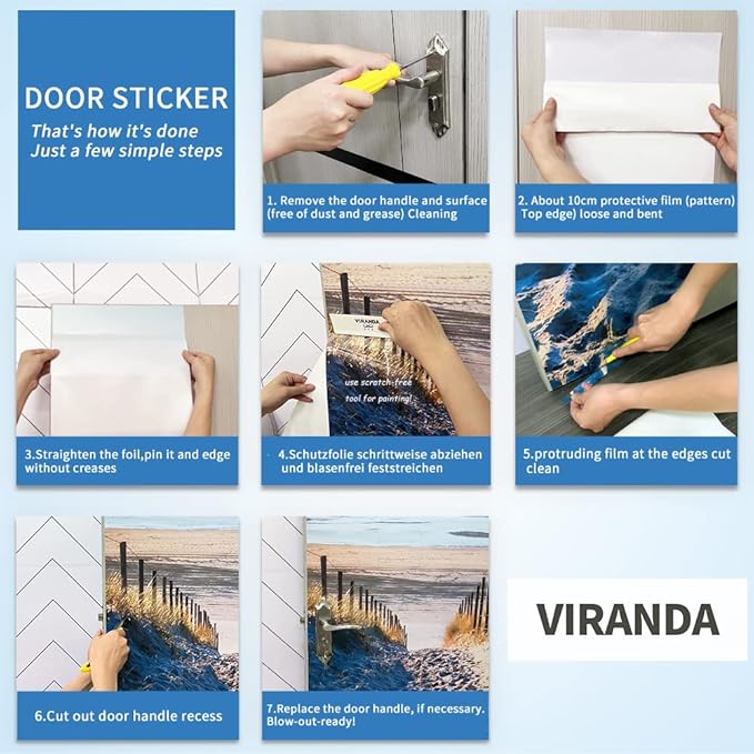 3D Door Stickers Murals - Peel & Stick Wallpaper - Self-Adhesive Decals - Removable PVC - Waterproof - Bedroom & Living Room - 37.4" x 78.7"