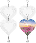 Sublimation Wind Spinner Blanks 8 Inch 4 Pack Wind Spinners Sublimation Blanks with Crystal Pendant Aluminum Metal Wind Spinners for Yard Garden Indoor Outdoor Window Porch Decoration（Heart