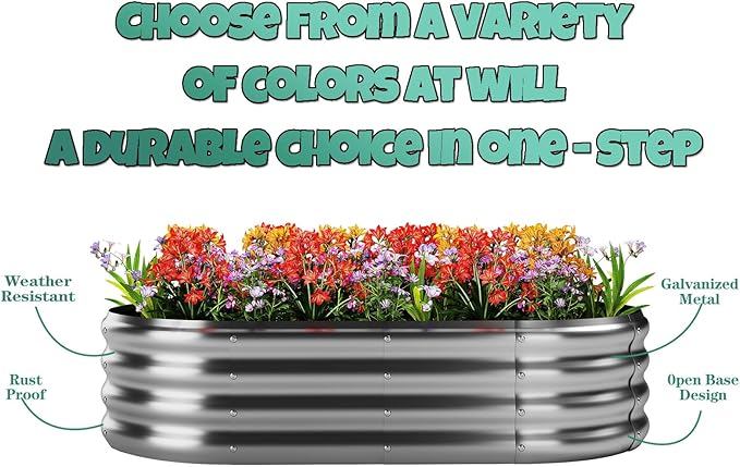 Metal Planter Garden Flower Bed Raised Beds for Gardening Galvanized 4x2x1ft Galvanized Garden Bed