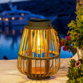 Solar Lanterns Outdoor Hanging Lights Waterproof Rattan Bamboo Solar Powered Light with Twine Handle Decorative Garden Table Lamp for Patio Yard Tabletop Tree Pathway Home Decoration