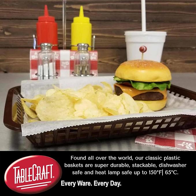 TableCraft C1077R, Cash and Carry Grande Basket, Red, Platter Food Basket, Durable Design, Ideal for Serving and Display, Versatile Use, Pack of 12, Vibrant Red Color