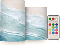 Flickering Flameless Candles, Bohemian Beach LED Candles with Remote Timer, Set of 2 Battery Operated Candle for Valentine Wedding Birthday
