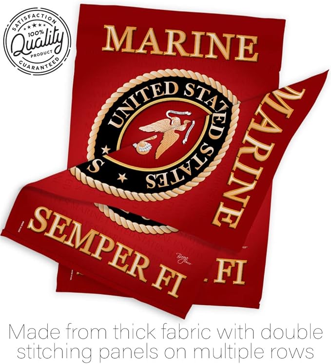 Breeze Decor FK108057-BO Marine Corps Americana Military Decorative Vertical Kit, 1 x House & 1 x Garden Flags, Thick Fabric