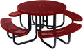 Coated Outdoor Furniture Heavy-Duty Portable Outdoor Picnic Table with Umbrella Hole, Punched Steel Commercial-Grade Patio Dining Furniture Made in America (46" Round Top, Textured Burgundy)