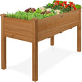 Best Choice Products 48x24x30in Raised Garden Bed, Elevated Wood Planter Box Stand for Backyard, Patio, Balcony w/Bed Liner, 200lb Capacity - Acorn Brown