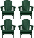 Westin Outdoors Laguna WO Home Furniture Adirondack Chair 4 PC Set Classic Outdoor Patio Folding Chair for Bon Fire Pit Lawn Backyard Beach Plastic Weather-Resistant (Dark Green)
