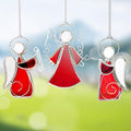 Angel Stained-Glass Sun-Catchers for Window Hangings,3PCS Handmade Stain Glass Angel Suncatchers Ornament for Women,Christmas Tree Decor Memorial Gifts for Mom