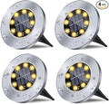 Solar Ground Lights, Waterproof Solar Garden Lights, Upgraded Outdoor Garden Waterproof Bright in-Ground Lights, Landscape Lights for Pathway,Yard,Deck,Lawn,Patio,Walkway (4 Pack Warm Light)