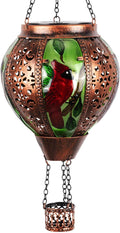 Hot Air Balloon Solar Lantern Outdoor - Flame Hanging Solar Light Waterproof Lanterns for Patio Garden Yard Farmhouse Decor, Great Gift(Cardinal 2)
