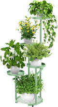 TOSKING 5 Tier Metal Plant Stand Indoor， Plant Shelf, Corner Shelf Flower Pot Stand for Outdoor Plant Stand for Living Room Balcony Garden Patio Bedroom (Green, 42inches)