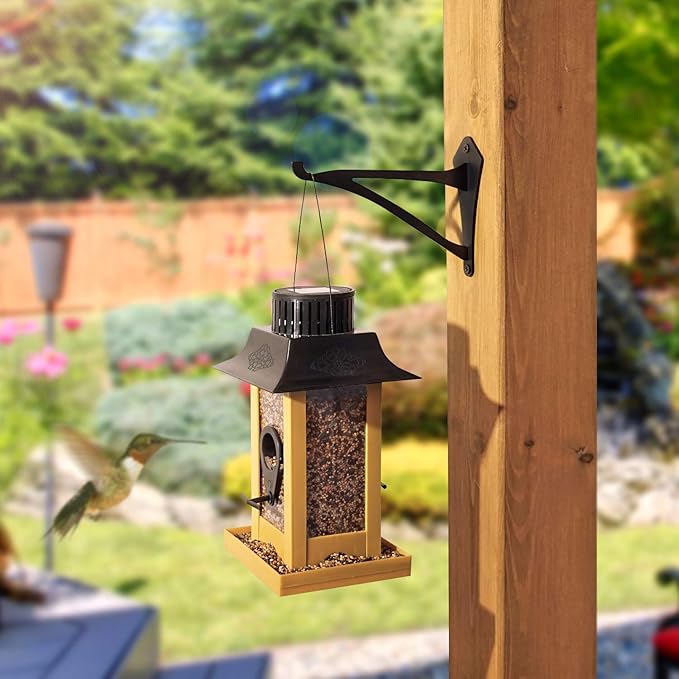 2 Piece 6" Outdoor Indoor Decorative Small Planter Lantern Hooks for Wall Hanging Windchime Hummingbird Feeder Hangers, Black
