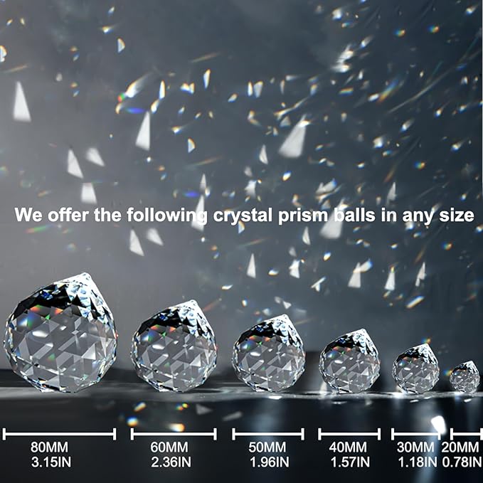 MerryNine 40mm Clear Crystal Ball Prism Sunshine Catcher Rainbow Pendants Maker, Hanging Crystals Prisms for Windows, for Feng Shui, for Gift(40mm/1.57" 10pack)