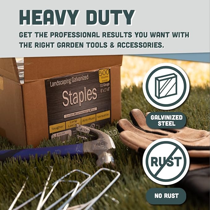 Squirrel Products U Shape Garden Stakes Metal, 6 Inch Landscaping Staples, 11 Gauge Stakes for Landscaping Fabric, 2.9mm 15x2.5x15cm – 150 Pack