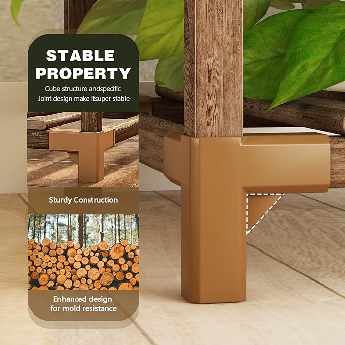 Bamworld Plant Stand Indoor Corner Plant Shelf Outdoor Flower Shelves Wooden Plant Stands Garden Wood Plant Holder Rack for Living Room Corner Lawn Window 03B