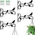Hanging Plants Bracket 12" Bird Planter Outdoor Hooks Hangers for Flower Baskets Pot Bird Feeder Wind Chimes Lanterns Patio Garden Outdoor Indoor Metal Black, 4 Packs
