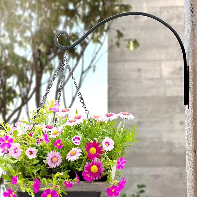 AJART Hanging Plant Hanger Outdoor: 2Pieces Bird Feeder Wall Hooks - 16-Inch Heavy-Duty Plant Bracket Hook for Hanging Flower Baskets