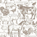 Boho Rustic Farm Animals Cow Rooster Horse Turkey Peel and Stick Wallpaper Self Adhesive Removable Easy Peel Off Stick on Wall Paper for Bedroom Cabinet Renter
