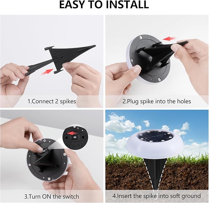 Flumy Solar Ground Lights, 16 Pack 16 LED Solar Lights Outdoor Waterproof, Solar Garden Lights for Outside Patio Pathway Yard Lawn Driveway Pathway Walkway, Outdoor Christmas Decorations(Cool White)