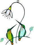 Hummingbird with Flower Stained Glass Suncatcher Bird Stained Glass Window Hangings Hummingbird Gift for Women Home Decor